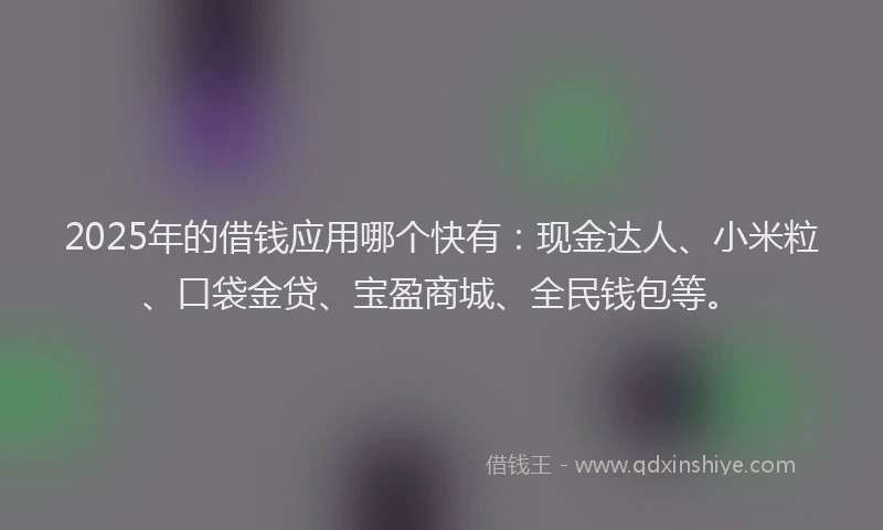 2025年的借钱应用哪个快有：现金达人、小米粒、口袋金贷、宝盈商城、全民钱包等。