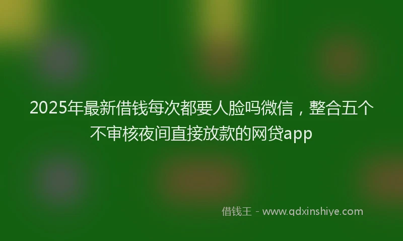 2025年最新借钱每次都要人脸吗微信，整合五个不审核夜间直接放款的网贷app