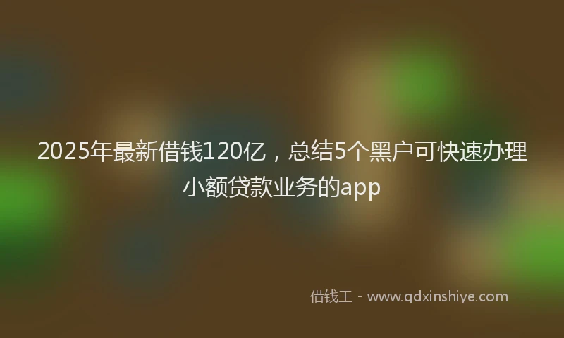 2025年最新借钱120亿，总结5个黑户可快速办理小额贷款业务的app