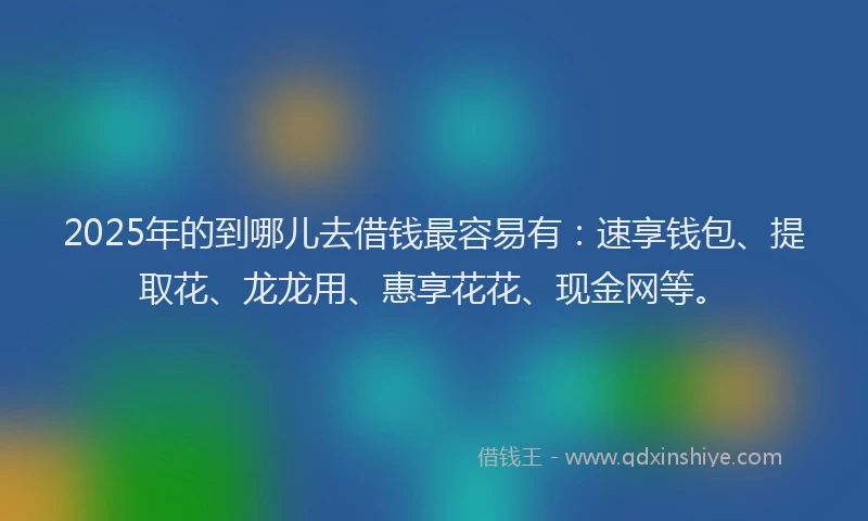2025年的到哪儿去借钱最容易有：速享钱包、提取花、龙龙用、惠享花花、现金网等。