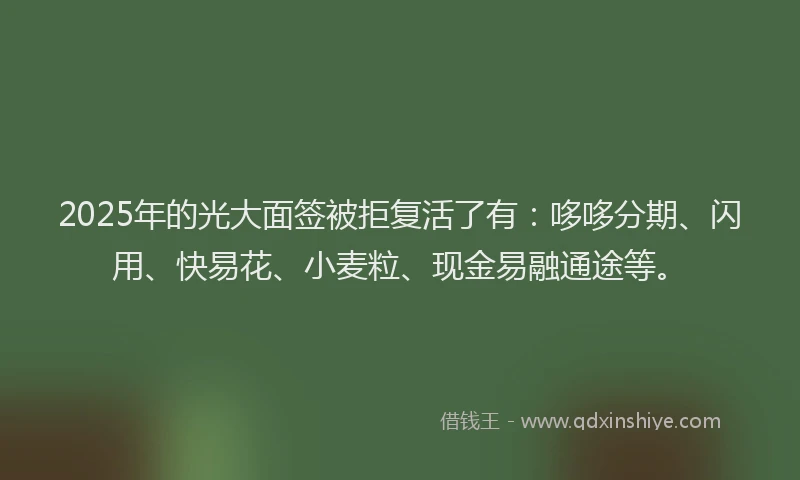 2025年的光大面签被拒复活了有：哆哆分期、闪用、快易花、小麦粒、现金易融通途等。