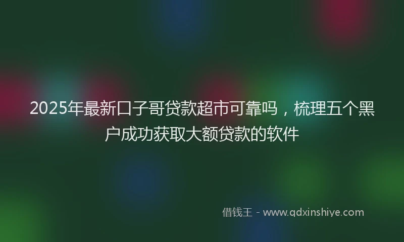 2025年最新口子哥贷款超市可靠吗，梳理五个黑户成功获取大额贷款的软件