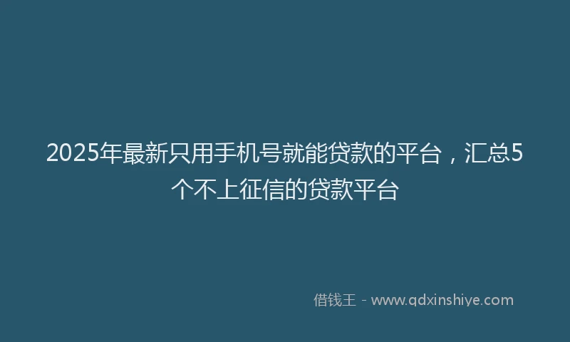 2025年最新只用手机号就能贷款的平台，汇总5个不上征信的贷款平台