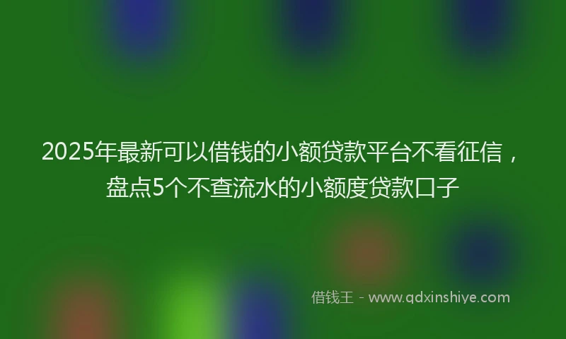 2025年最新可以借钱的小额贷款平台不看征信，盘点5个不查流水的小额度贷款口子