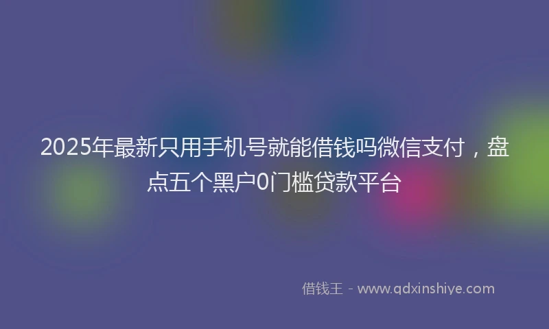 2025年最新只用手机号就能借钱吗微信支付，盘点五个黑户0门槛贷款平台