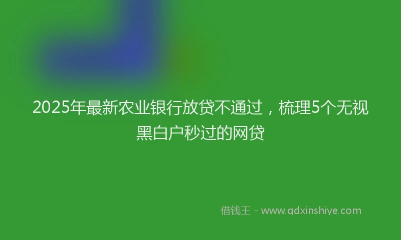 2025年最新农业银行放贷不通过，梳理5个无视黑白户秒过的网贷