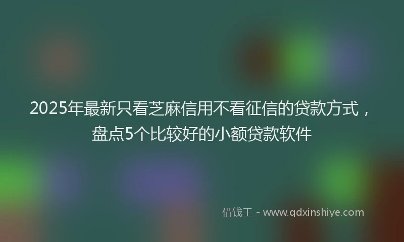 2025年最新只看芝麻信用不看征信的贷款方式，盘点5个比较好的小额贷款软件