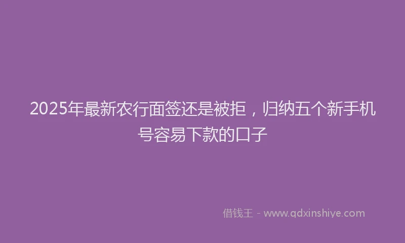 2025年最新农行面签还是被拒，归纳五个新手机号容易下款的口子