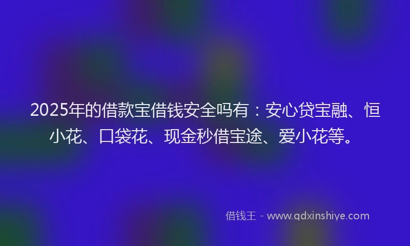 2025年的借款宝借钱安全吗有：安心贷宝融、恒小花、口袋花、现金秒借宝途、爱小花等。