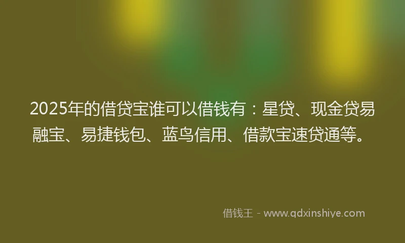 2025年的借贷宝谁可以借钱有：星贷、现金贷易融宝、易捷钱包、蓝鸟信用、借款宝速贷通等。