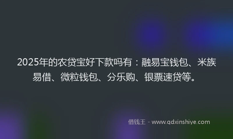 2025年的农贷宝好下款吗有：融易宝钱包、米族易借、微粒钱包、分乐购、银票速贷等。