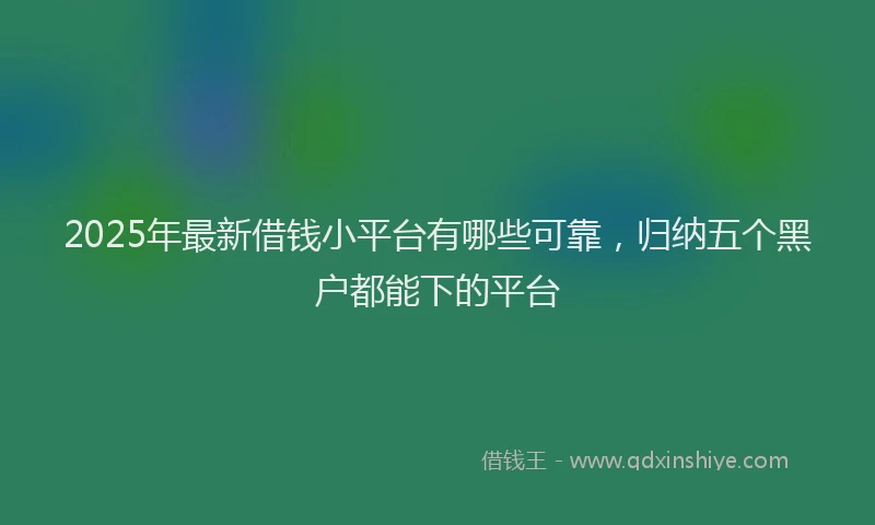 2025年最新借钱小平台有哪些可靠，归纳五个黑户都能下的平台