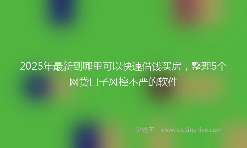 2025年最新到哪里可以快速借钱买房，整理5个网贷口子风控不严的软件
