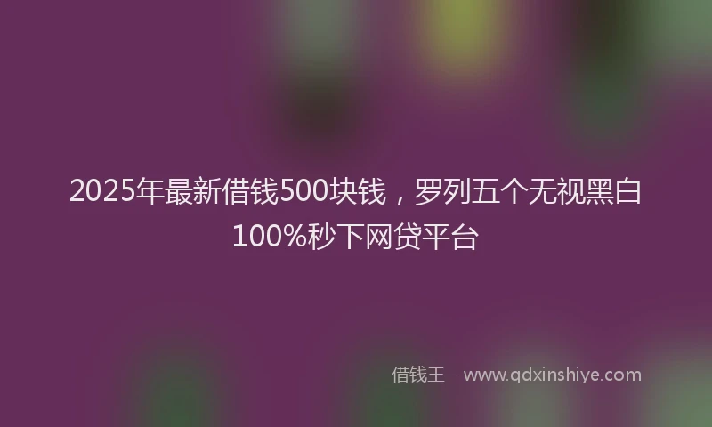 2025年最新借钱500块钱，罗列五个无视黑白100%秒下网贷平台