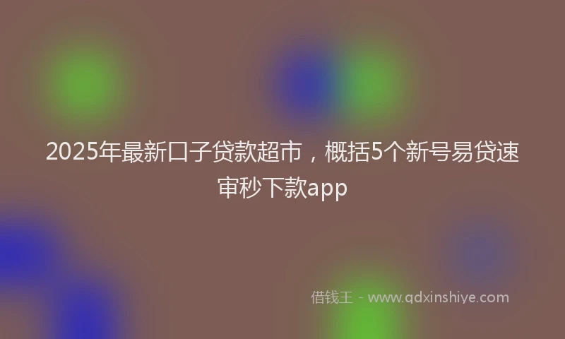 2025年最新口子贷款超市，概括5个新号易贷速审秒下款app