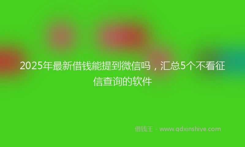 2025年最新借钱能提到微信吗，汇总5个不看征信查询的软件