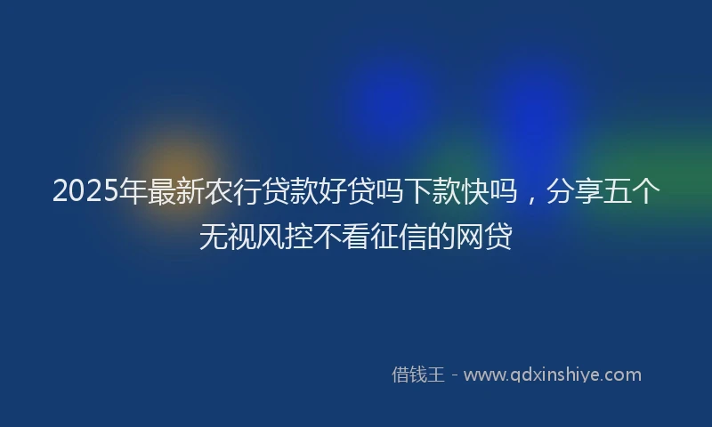 2025年最新农行贷款好贷吗下款快吗，分享五个无视风控不看征信的网贷