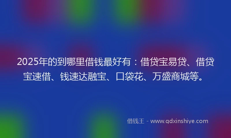 2025年的到哪里借钱最好有：借贷宝易贷、借贷宝速借、钱速达融宝、口袋花、万盛商城等。