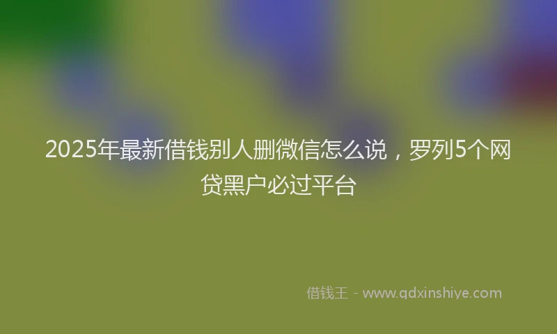 2025年最新借钱别人删微信怎么说，罗列5个网贷黑户必过平台