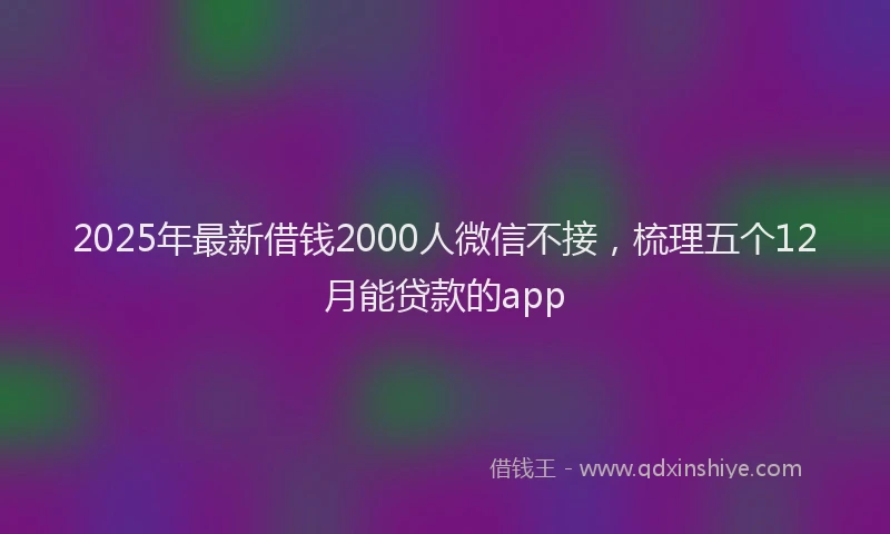 2025年最新借钱2000人微信不接，梳理五个12月能贷款的app