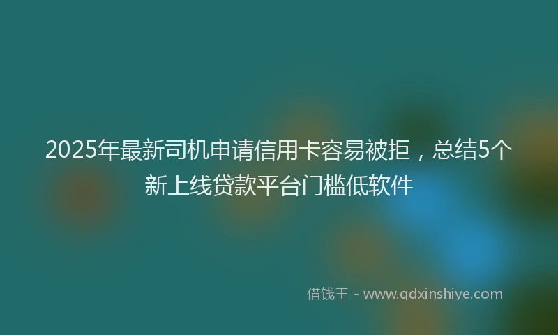 2025年最新司机申请信用卡容易被拒，总结5个新上线贷款平台门槛低软件