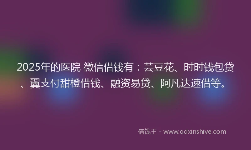 2025年的医院 微信借钱有：芸豆花、时时钱包贷、翼支付甜橙借钱、融资易贷、阿凡达速借等。