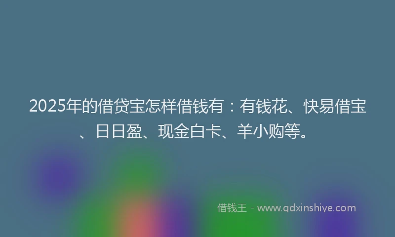 2025年的借贷宝怎样借钱有：有钱花、快易借宝、日日盈、现金白卡、羊小购等。