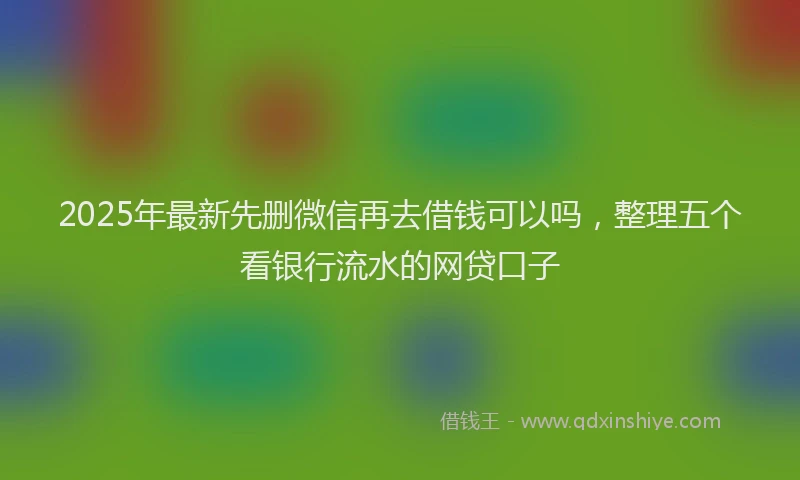 2025年最新先删微信再去借钱可以吗，整理五个看银行流水的网贷口子