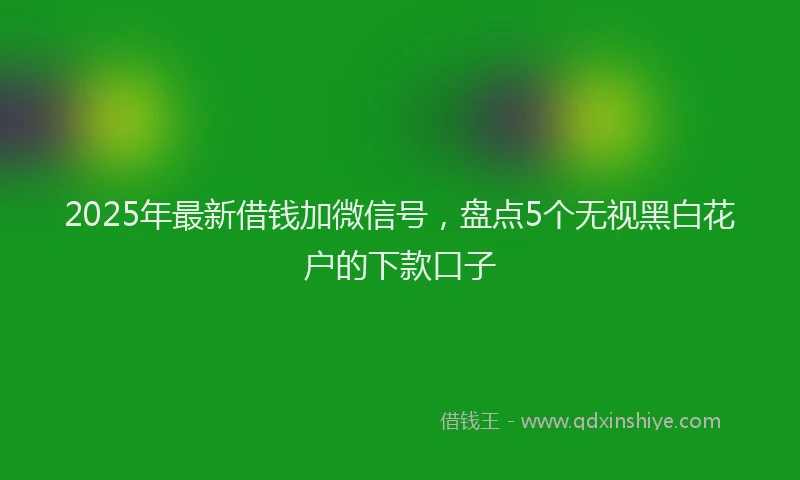 2025年最新借钱加微信号，盘点5个无视黑白花户的下款口子