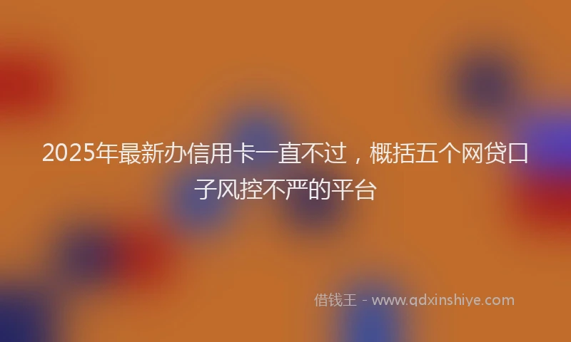 2025年最新办信用卡一直不过，概括五个网贷口子风控不严的平台