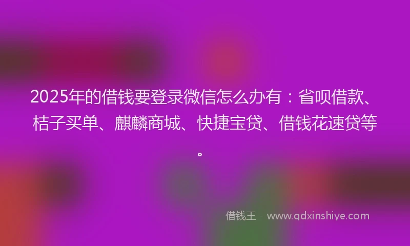2025年的借钱要登录微信怎么办有：省呗借款、桔子买单、麒麟商城、快捷宝贷、借钱花速贷等。