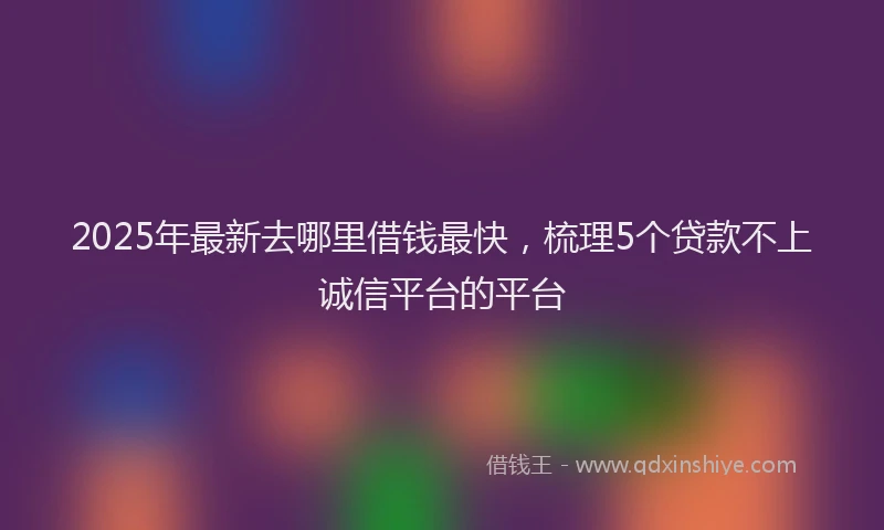 2025年最新去哪里借钱最快，梳理5个贷款不上诚信平台的平台