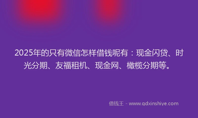 2025年的只有微信怎样借钱呢有：现金闪贷、时光分期、友福租机、现金网、橄榄分期等。