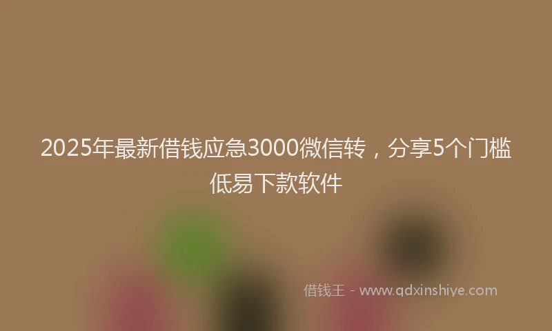 2025年最新借钱应急3000微信转，分享5个门槛低易下款软件