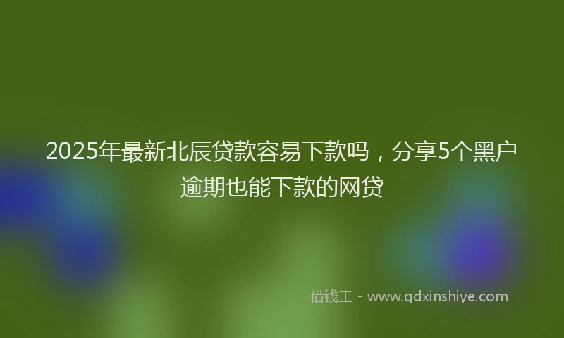 2025年最新北辰贷款容易下款吗，分享5个黑户逾期也能下款的网贷