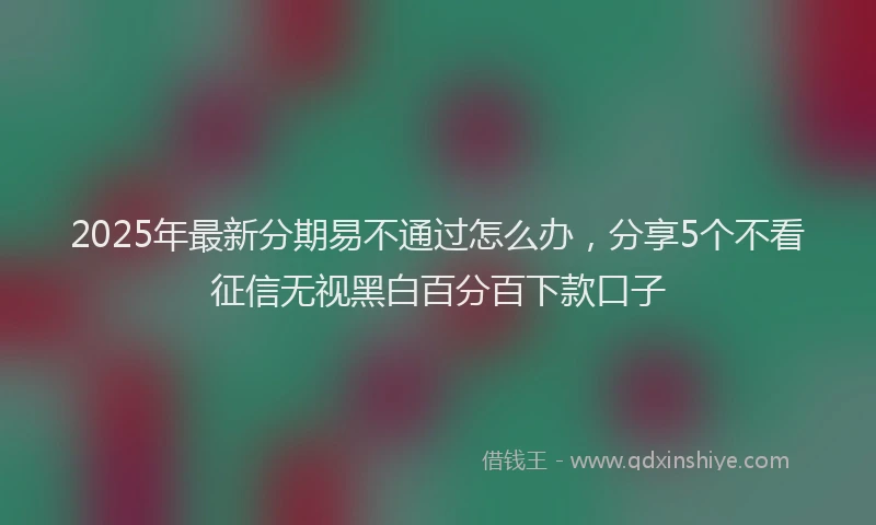 2025年最新分期易不通过怎么办，分享5个不看征信无视黑白百分百下款口子