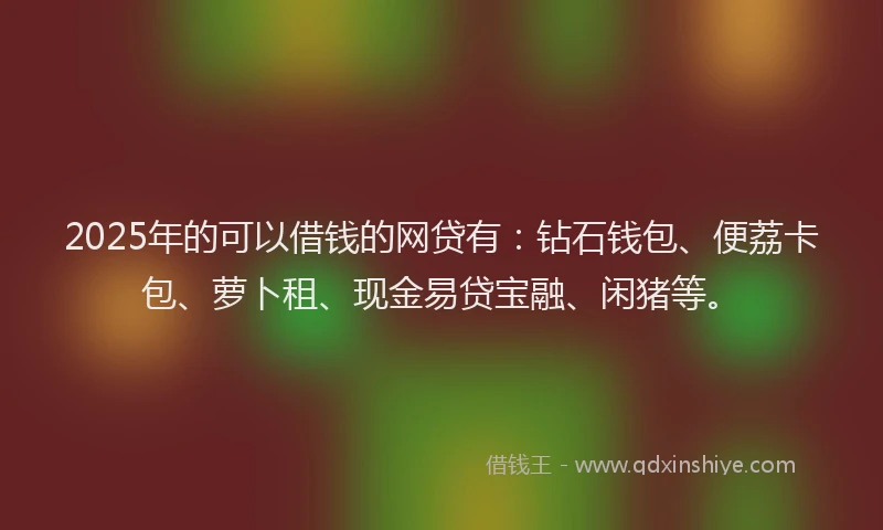 2025年的可以借钱的网贷有：钻石钱包、便荔卡包、萝卜租、现金易贷宝融、闲猪等。