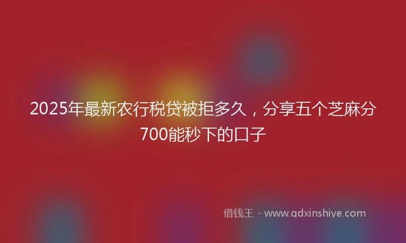 2025年最新农行税贷被拒多久，分享五个芝麻分700能秒下的口子