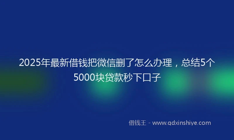 2025年最新借钱把微信删了怎么办理，总结5个5000块贷款秒下口子