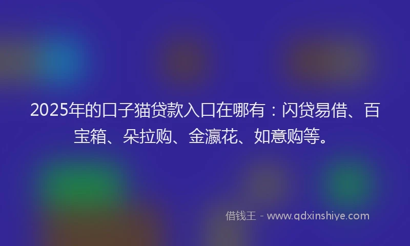 2025年的口子猫贷款入口在哪有：闪贷易借、百宝箱、朵拉购、金瀛花、如意购等。