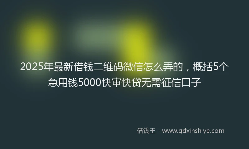 2025年最新借钱二维码微信怎么弄的，概括5个急用钱5000快审快贷无需征信口子