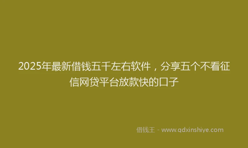 2025年最新借钱五千左右软件，分享五个不看征信网贷平台放款快的口子