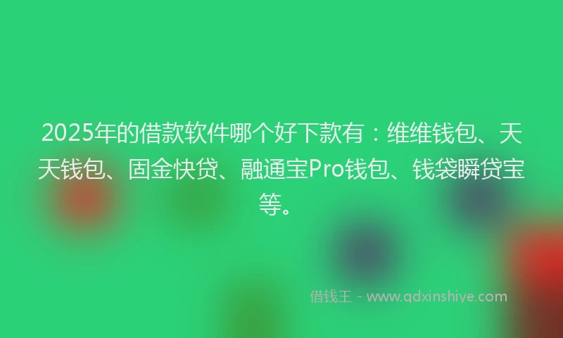 2025年的借款软件哪个好下款有：维维钱包、天天钱包、固金快贷、融通宝Pro钱包、钱袋瞬贷宝等。