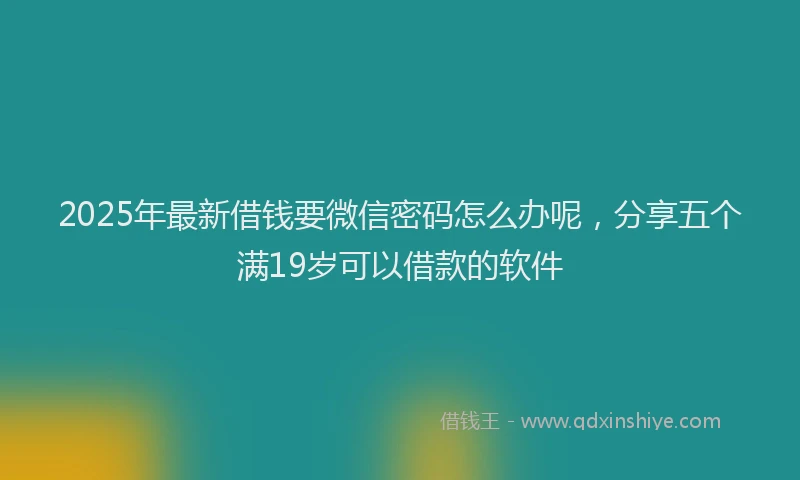 2025年最新借钱要微信密码怎么办呢，分享五个满19岁可以借款的软件