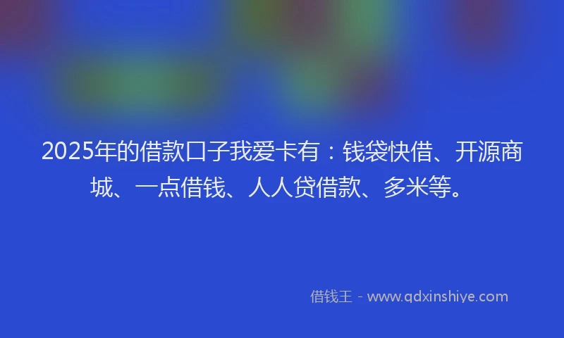 2025年的借款口子我爱卡有：钱袋快借、开源商城、一点借钱、人人贷借款、多米等。