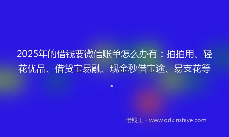 2025年的借钱要微信账单怎么办有：拍拍用、轻花优品、借贷宝易融、现金秒借宝途、易支花等。