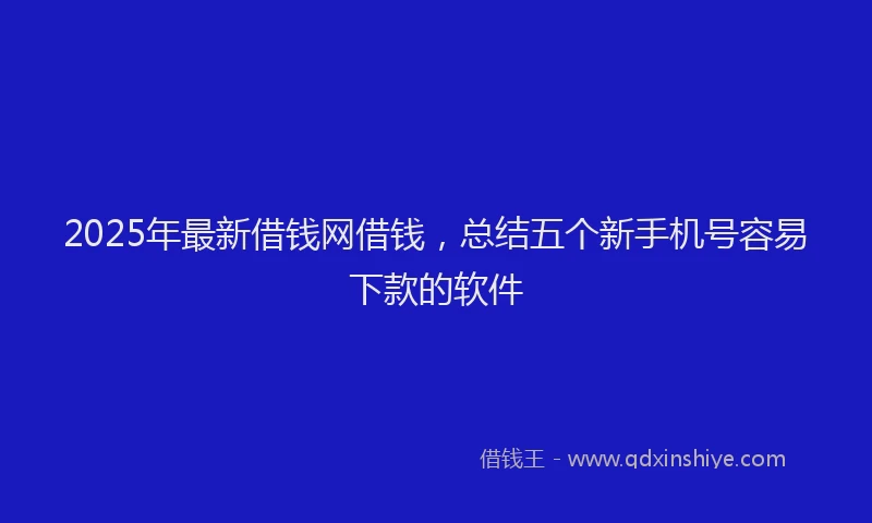 2025年最新借钱网借钱，总结五个新手机号容易下款的软件