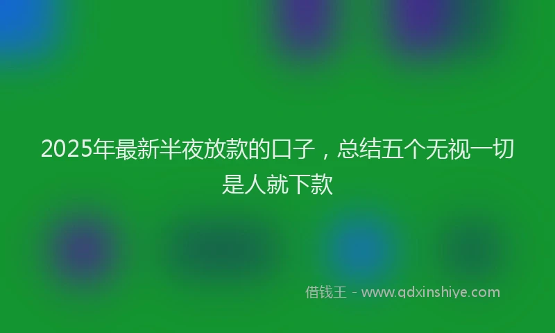 2025年最新半夜放款的口子，总结五个无视一切是人就下款