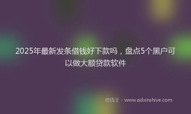 2025年最新发条借钱好下款吗，盘点5个黑户可以做大额贷款软件