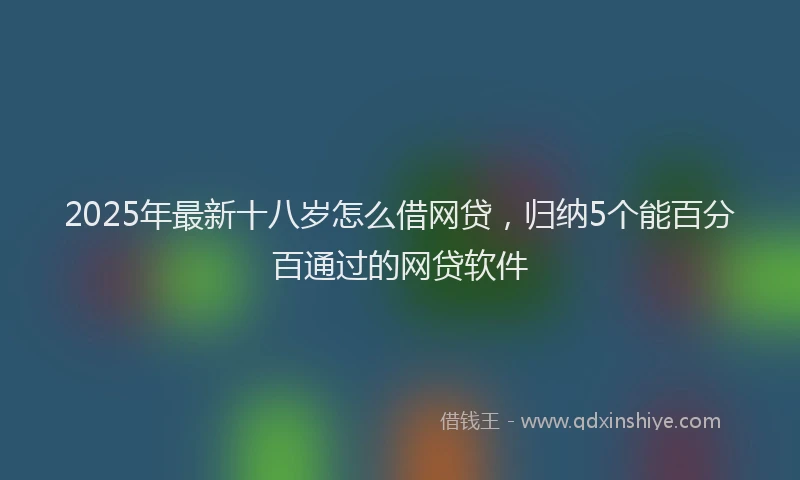 2025年最新十八岁怎么借网贷，归纳5个能百分百通过的网贷软件